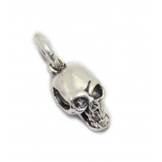 Pendant 925 Sterling Silver Oxidized charm skeleton head unisex C 294